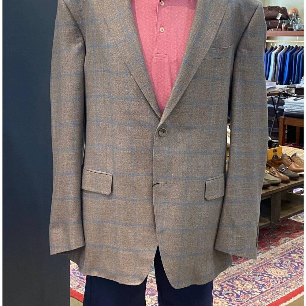 NEW BROOKWOOD men's window pane bamboo sport coat in grey/blue
